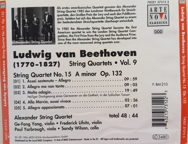 Ludwig van Beethoven, Alexander String Quartet : String Quartets Vol. 9 (No. 15 Op. 132) (Album)