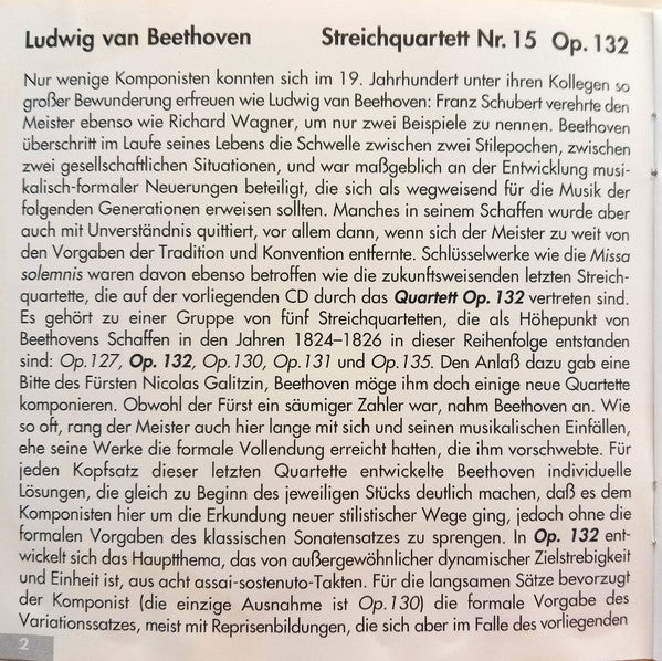 Ludwig van Beethoven, Alexander String Quartet : String Quartets Vol. 9 (No. 15 Op. 132) (Album)