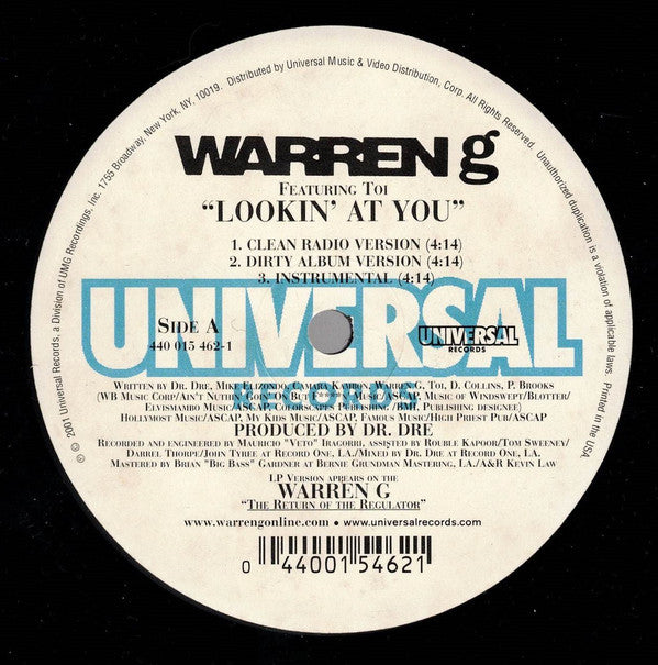 Warren G Featuring Toi (11) : Lookin' At You (12",Single,33 ⅓ RPM)