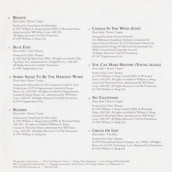 Elton John : Love Songs (Compilation,Remastered)