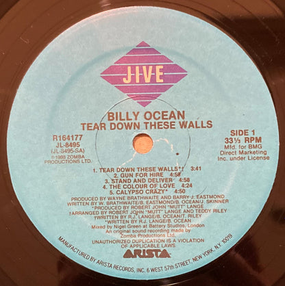 Billy Ocean : Tear Down These Walls (LP,Album,Club Edition)