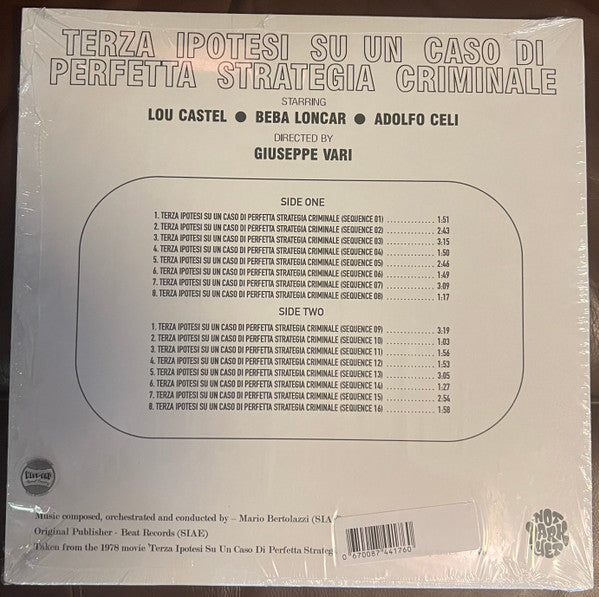 Mario Bertolazzi : Terza Ipotesi Su Un Caso Di Perfetta Strategia Criminale (LP,Limited Edition)