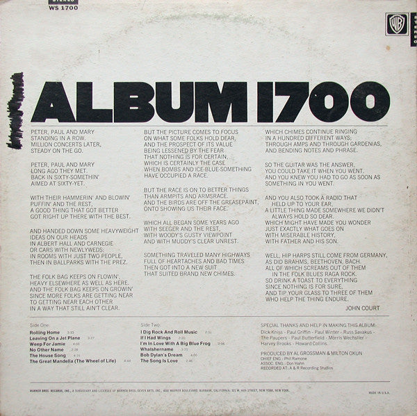 Peter, Paul & Mary : Album 1700 (LP,Album,Stereo)