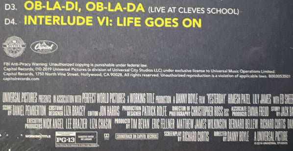 Various : Yesterday (Original Motion Picture Soundtrack) (LP,Album)