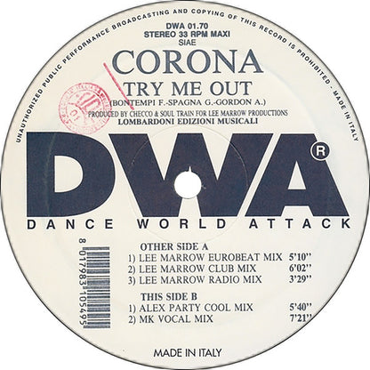 Corona : Try Me Out (12",33 ⅓ RPM,Maxi-Single)