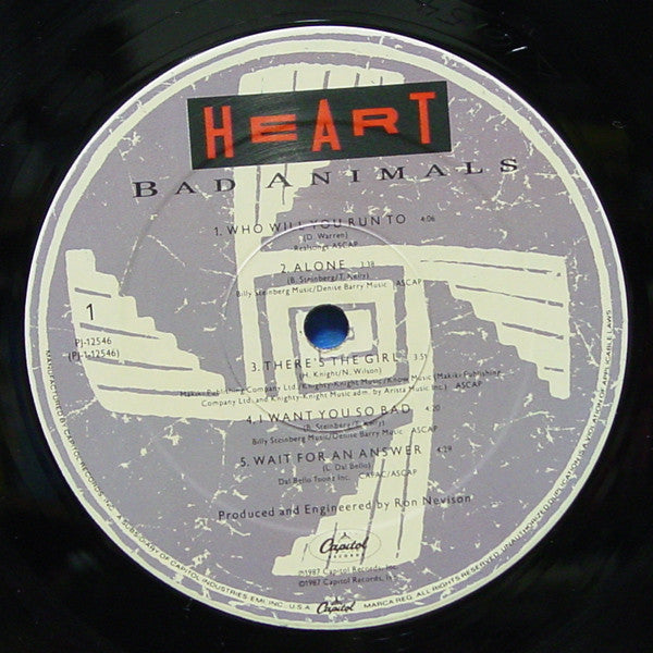 Heart : Bad Animals (LP,Album)