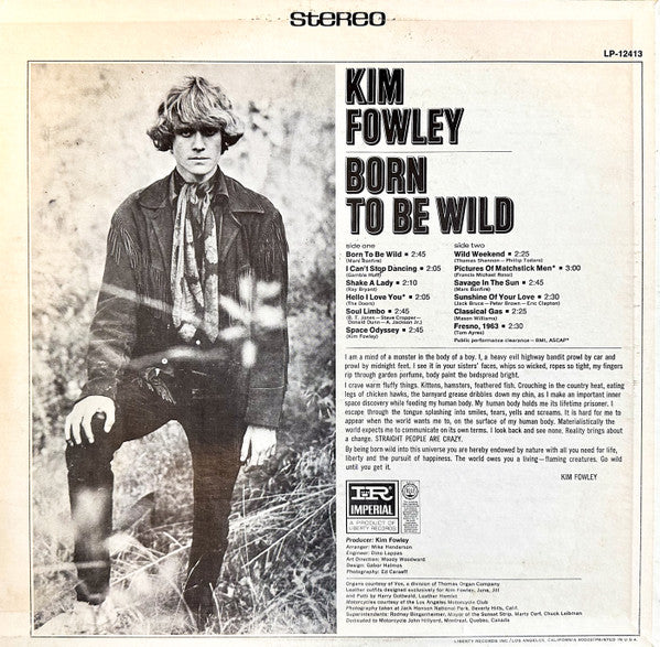 Kim Fowley : Born To Be Wild (LP,Album,Stereo)