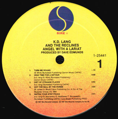 k.d. lang and the reclines : Angel With A Lariat (LP,Album,Stereo)