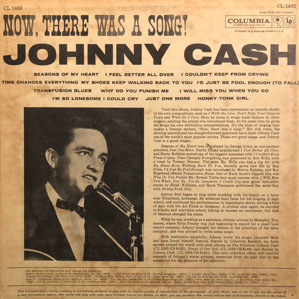 Johnny Cash : Now, There Was A Song! (LP,Album,Mono)