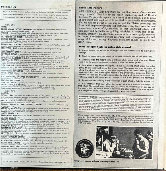 Jac Holzman : Authentic Sound Effects Volume 12 - Rome / Madrid (LP,Album,Reissue,Stereo)