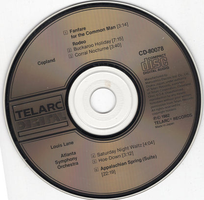 Aaron Copland - Louis Lane, Atlanta Symphony Orchestra : Appalachian Spring • Rodeo • Fanfare For The Common Man (Album)