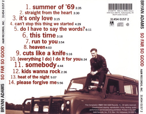 Bryan Adams : So Far So Good (Compilation,Club Edition,Reissue)