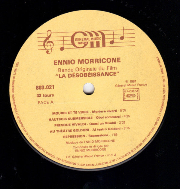 Ennio Morricone : La Désobeissance (Bande Originale Du Film) (LP,Album)