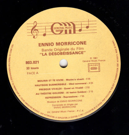 Ennio Morricone : La Désobeissance (Bande Originale Du Film) (LP,Album)