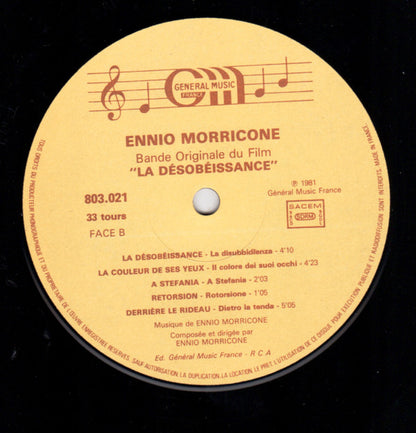Ennio Morricone : La Désobeissance (Bande Originale Du Film) (LP,Album)