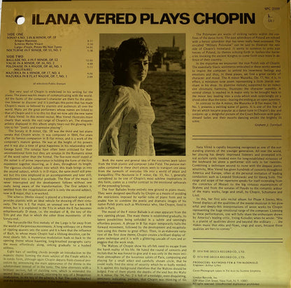 Frédéric Chopin, Ilana Vered : Ilana Vered Plays Chopin (LP,Album)