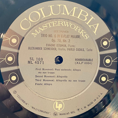 Ludwig van Beethoven - Pablo Casals, Eugene Istomin, Alexander Schneider : Casals Festival At Perpignan, Beethoven / Trio No. 6 In E-Flat Major, Op. 70, No. 2 / Trio No. 4 In B-Flat Major, Op. 11 (LP,Album,Mono)