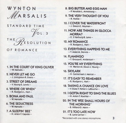 Wynton Marsalis : Standard Time Vol. 3 (The Resolution Of Romance) (Album)