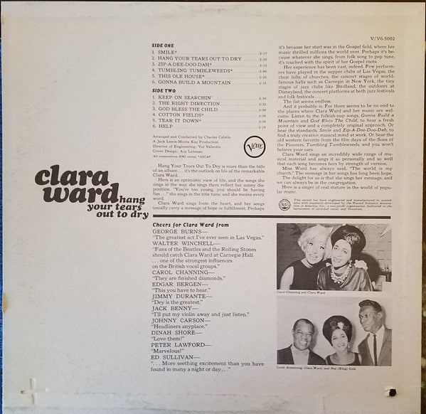 Clara Ward : Hang Your Tears Out To Dry (LP,Album,Mono)