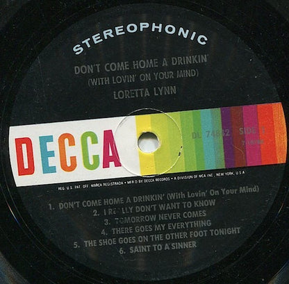 Loretta Lynn : Don't Come Home A Drinkin' (With Lovin' On Your Mind) (LP,Album,Repress,Stereo)