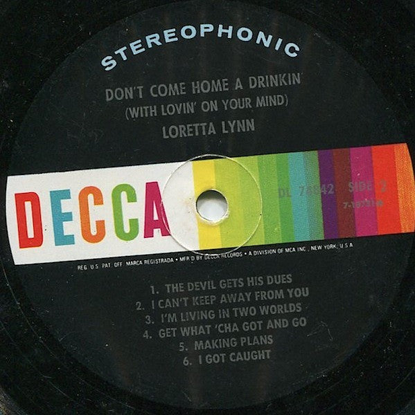 Loretta Lynn : Don't Come Home A Drinkin' (With Lovin' On Your Mind) (LP,Album,Repress,Stereo)