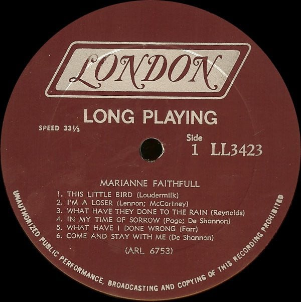 Marianne Faithfull : Marianne Faithfull (LP,Album,Mono)