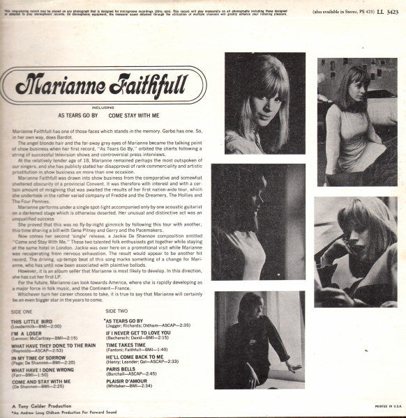 Marianne Faithfull : Marianne Faithfull (LP,Album,Mono)