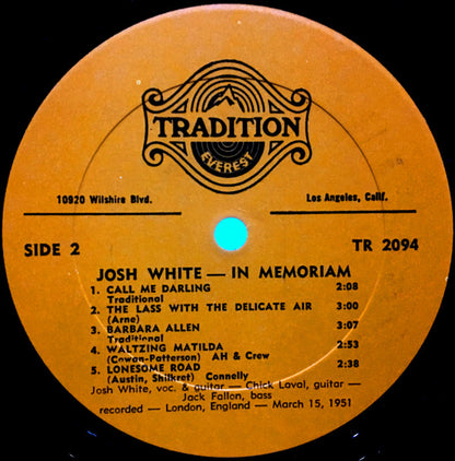 Josh White : In Memoriam (LP,Album,Stereo)