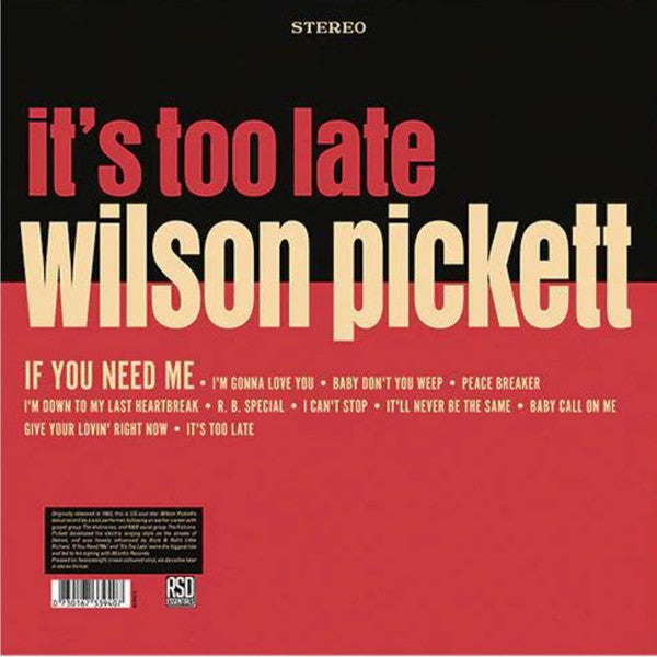 Wilson Pickett : It's Too Late (LP,Album,Repress,Stereo)