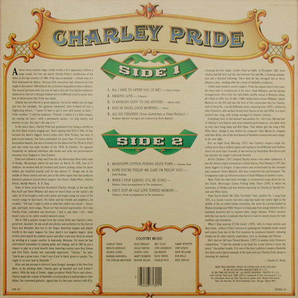 Charley Pride : Country Music (LP,Compilation,Stereo)