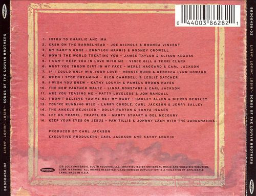 Various : Livin', Lovin',  Losin' - Songs Of The Louvin Brothers (Album)