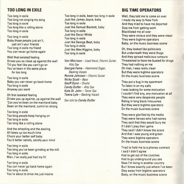 Van Morrison : Too Long In Exile (Album)