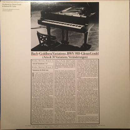Johann Sebastian Bach, Glenn Gould : The Goldberg Variations (LP,Album,Club Edition,Stereo)