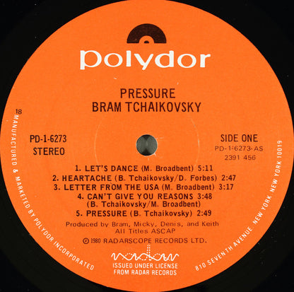 Bram Tchaikovsky : Pressure (LP,Album,Stereo)
