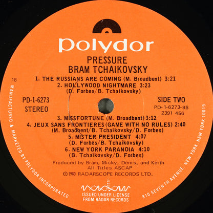 Bram Tchaikovsky : Pressure (LP,Album,Stereo)