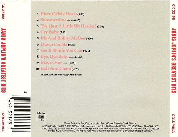 Janis Joplin : Janis Joplin's Greatest Hits (Compilation,Reissue,Repress)