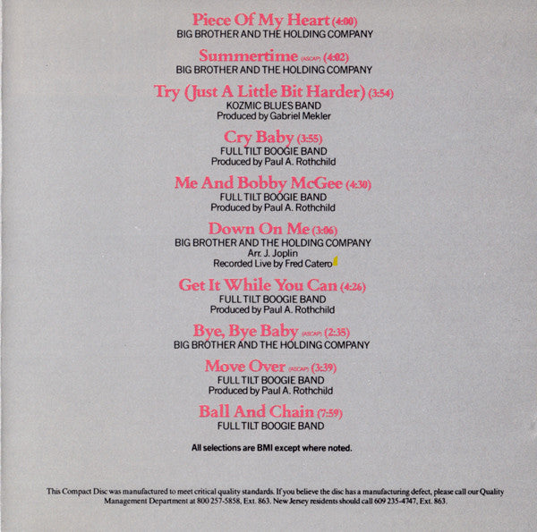Janis Joplin : Janis Joplin's Greatest Hits (Compilation,Reissue,Repress)