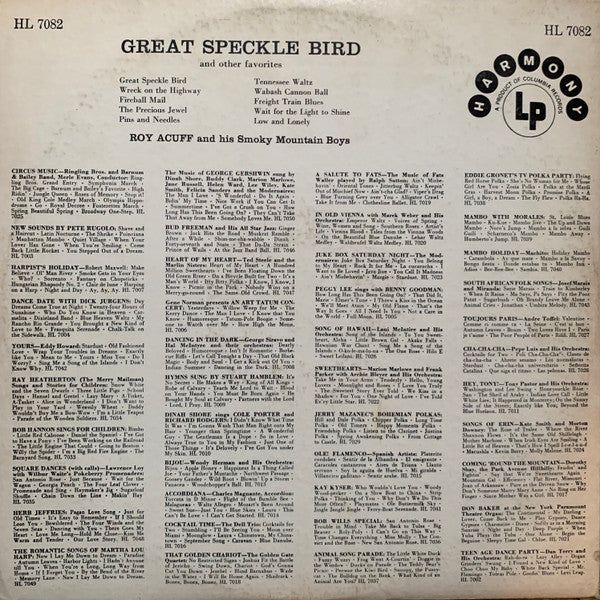 Roy Acuff And His Smoky Mountain Boys : Great Speckle Bird And Other Favorites (LP,Compilation,Mono)