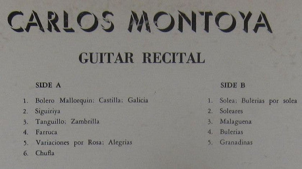 Carlos Montoya : Guitar Recital (LP,Album,Mono)