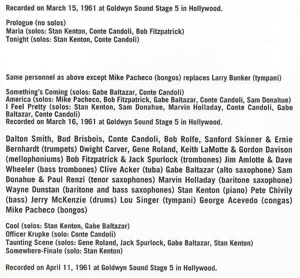 Stan Kenton : Kenton's West Side Story (Album,Reissue)