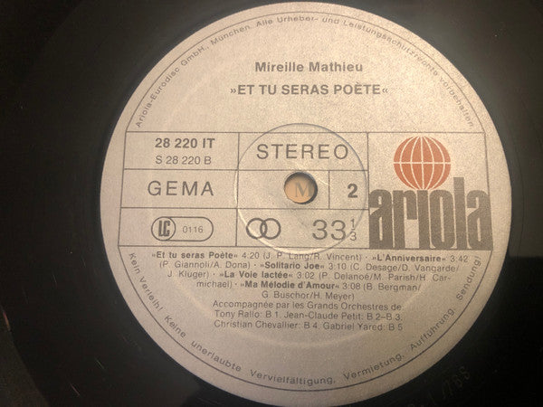 Mireille Mathieu : Et Tu Seras Poète (LP,Album)