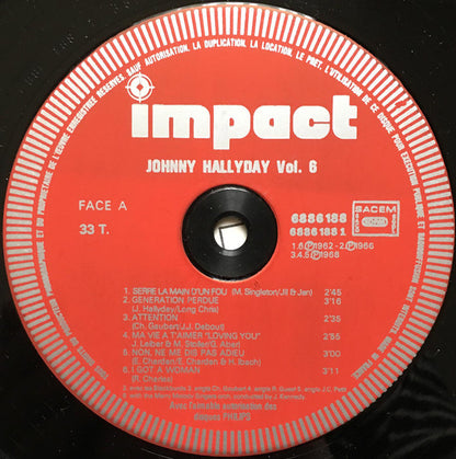 Johnny Hallyday : Volume 6 (LP,Compilation,Stereo)
