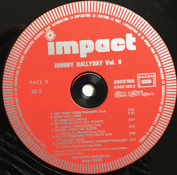 Johnny Hallyday : Volume 6 (LP,Compilation,Stereo)