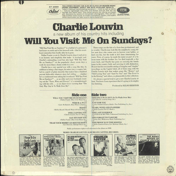 Charlie Louvin : Will You Visit Me On Sundays? (LP,Album)