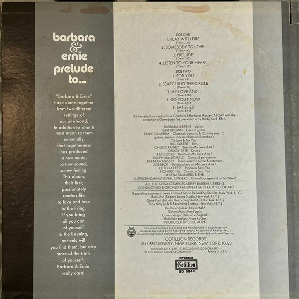 Barbara & Ernie : Prelude To... (LP,Album,Stereo)