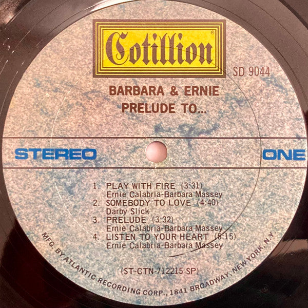 Barbara & Ernie : Prelude To... (LP,Album,Stereo)