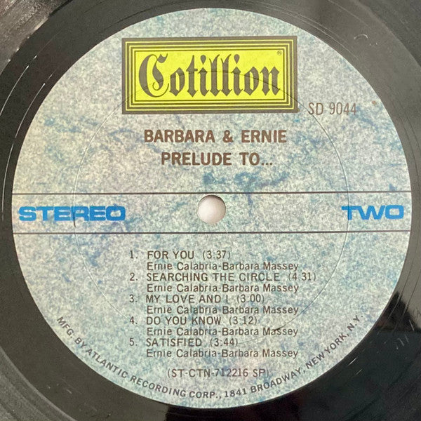 Barbara & Ernie : Prelude To... (LP,Album,Stereo)
