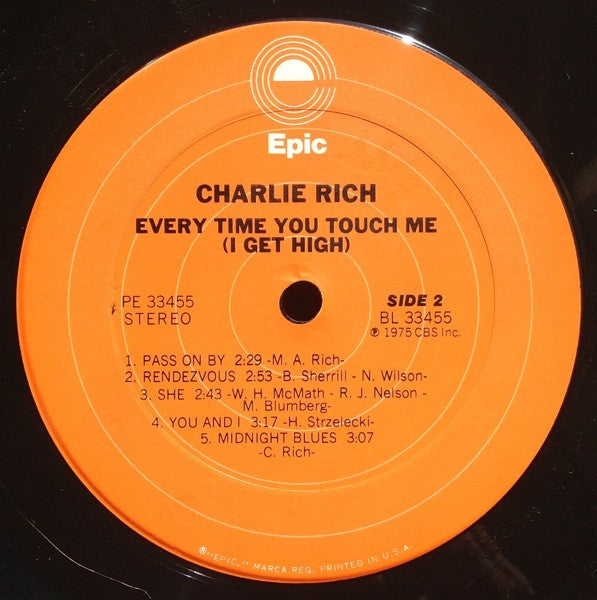 Charlie Rich : Every Time You Touch Me (I Get High) (LP,Album,Stereo)