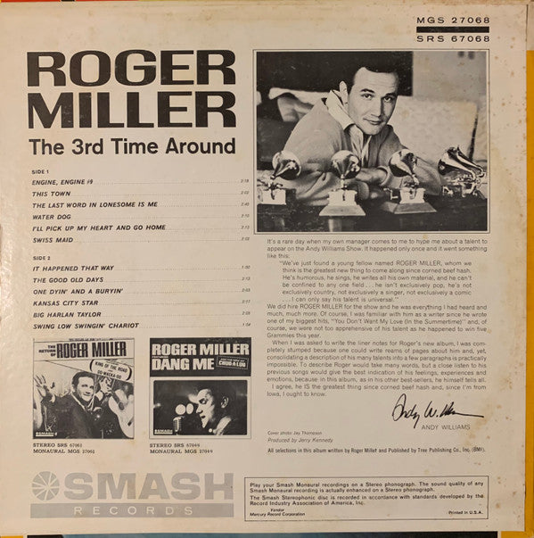 Roger Miller : The 3rd Time Around (LP,Album,Mono)