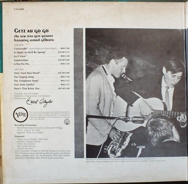 New Stan Getz Quartet, The Featuring Astrud Gilberto : Getz Au Go Go (LP,Album,Stereo)